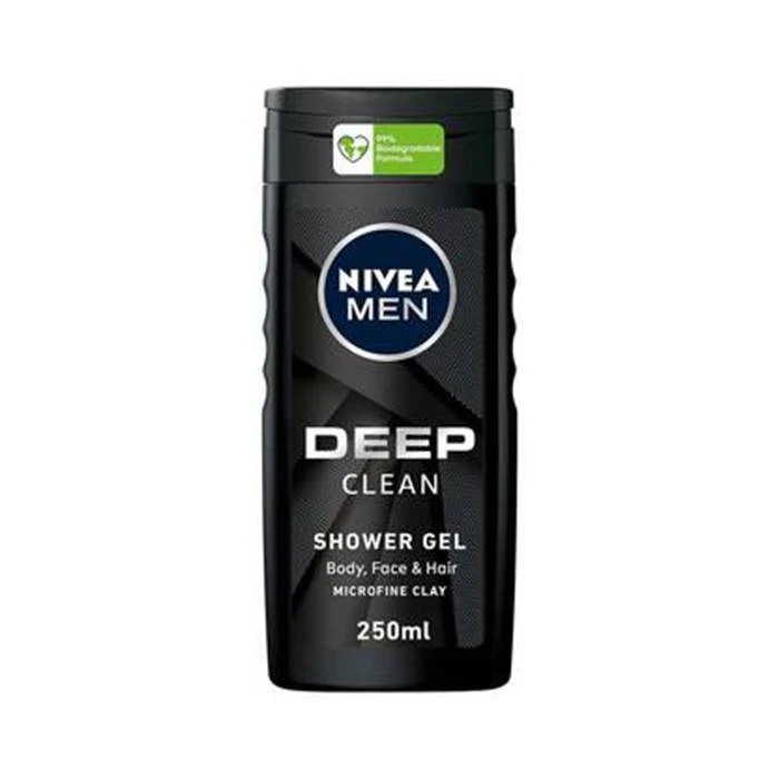 Nivea Deep Clean Men's Body Wash, Face & Hair 250ml - Original - Nivea