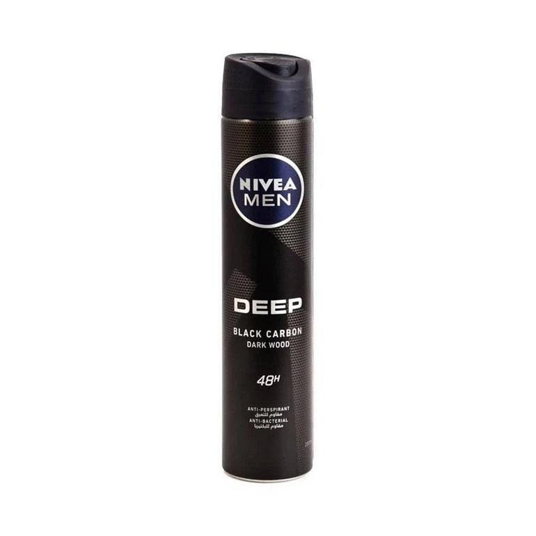 Nivea Men Deep Black Deodorant Spray 200ml - 48H Protection, Long-Lasting Freshness, Anti-Perspirant for Confident Feel - Nivea
