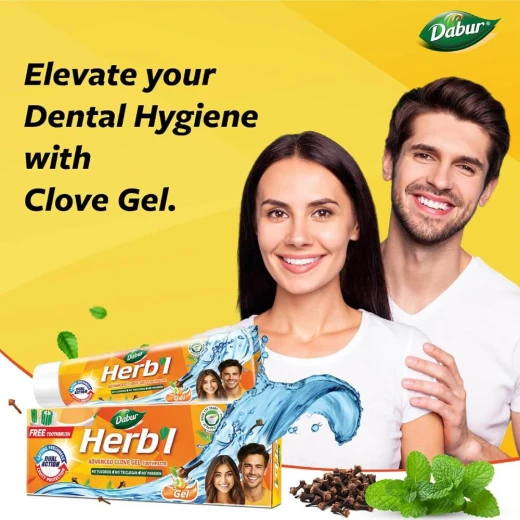 Dabur Herbal Clove Gel Toothpaste with Brush - 150g - Dabur - Image 3