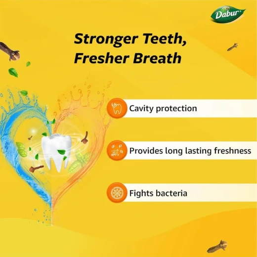 Dabur Herbal Clove Gel Toothpaste with Brush - 150g - Dabur - Image 4