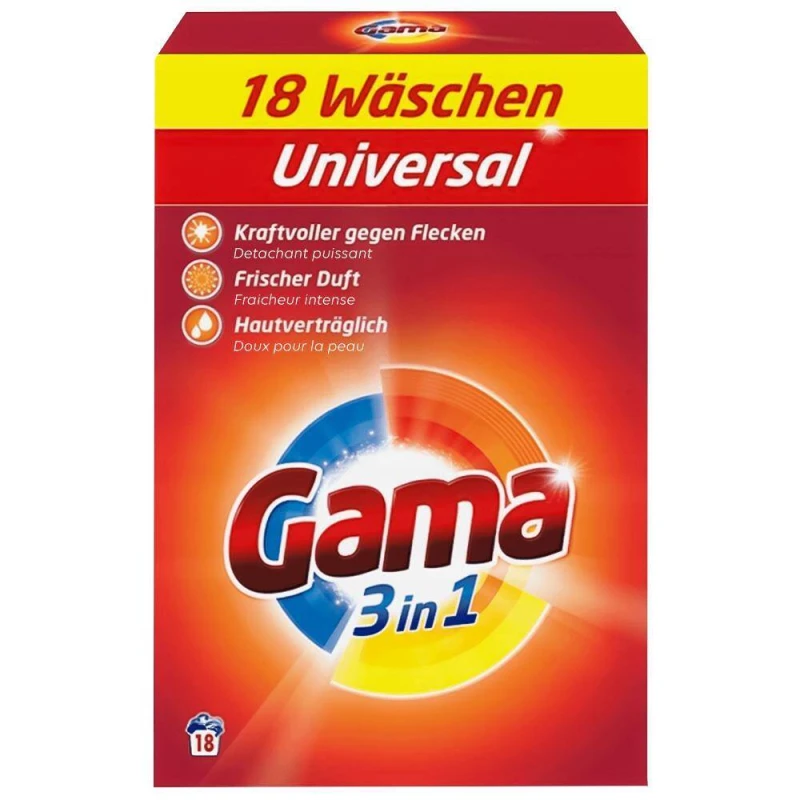 GAMA Universal Laundry Powder 18 Washes 1.08kg - Effective Cleaning - Gama