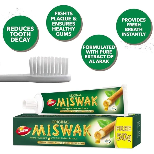 Dabur Miswak Herbal Toothpaste 170g - Arak Extract for Oral Health - Dabur - Image 3