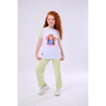 Zaitoon Hayati Girl's Pajama Set - White & Green - 2 Years - Soft Cotton - Zaitoon