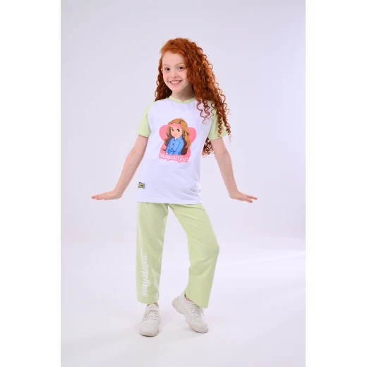 Zaitoon Hayati Girl's Pajama Set - White & Green - 2 Years - Soft Cotton - Zaitoon - Image 2