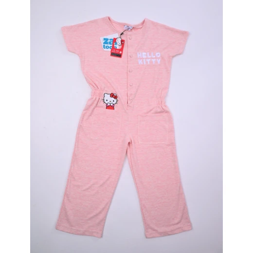 Zaitoon Hello Kitty Girls' Jumpsuit - Soft Cotton, Pink & Peach, 14 Years - Zaitoon - Image 2