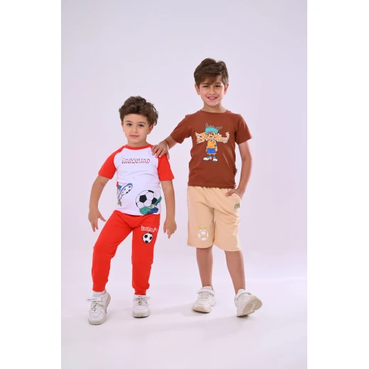 طقم بيجاما أبطال الكرة - أبيض وأحمر - سنتان من زيتون - زيتون - Image 5