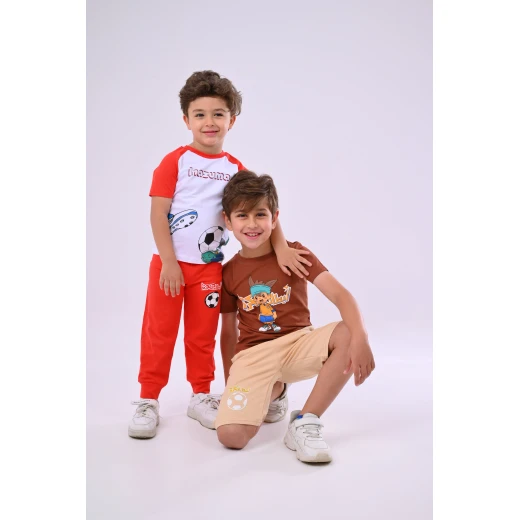طقم بيجاما أبطال الكرة - أبيض وأحمر - سنتان من زيتون - زيتون - Image 7