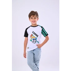 Zaitoon Captain Tsubasa Soccer T-Shirt: White & Black, 2 Years Old