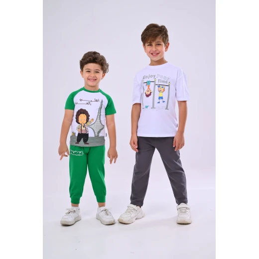 طقم كودو ومودو قطعتين للأولاد - زي ممتع ومرح من زيتون - زيتون - Image 4