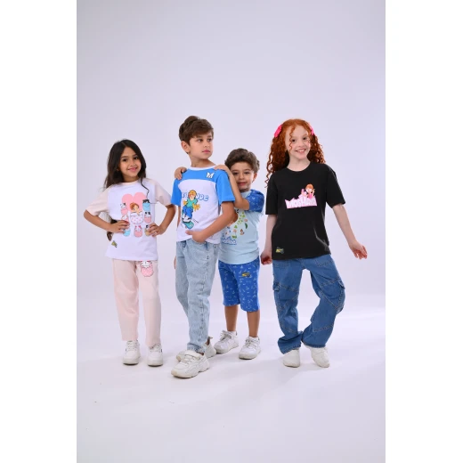 تي شيرت مشيع أسود للبنات - 8 سنوات - أسلوب صيفي من زيتون - زيتون - Image 4