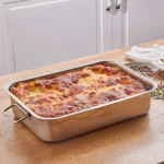 Karaca Mutfaksever Stainless Steel Lasagna Pot Size: 30 × 21 cm, perfect for lasagna and family-size dishes High-Quality Stainless Steel: Durable, rust-resistant material for long-lasting and healthy cooking. - karaca
