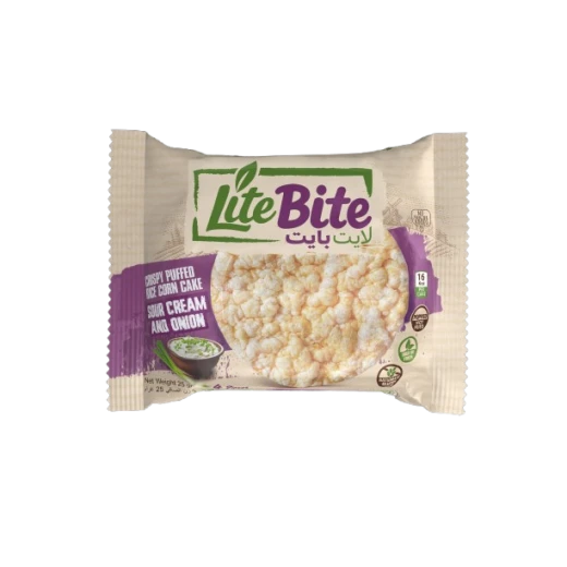 Lite Bite Rice corn Cakes with Sour cream Flavor 3 pcs X 36 pack per (box)- Healthy Crunchy Snack, Gluten Free.