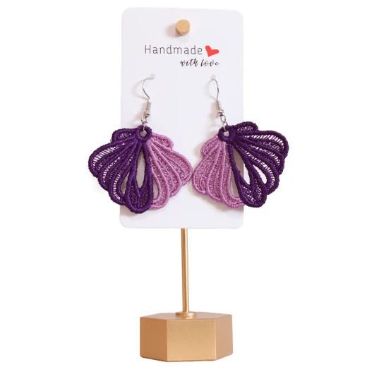 Elegant Earrings with Soft Threads in Purple and Pink – Women’s Earrings with a Chic Design, Size 3.5 cm Length × 4 cm Width - Lamsa love - Image 2