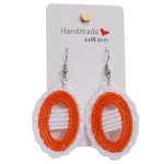 Sunset Sun Earrings Made With Soft Threads in Orange and White Tones, Earrings Inspired by the Warmth of Sunset Moments and the Beauty of the Sun’s Glow, Size 5 × 3.4 cm - Lamsa love