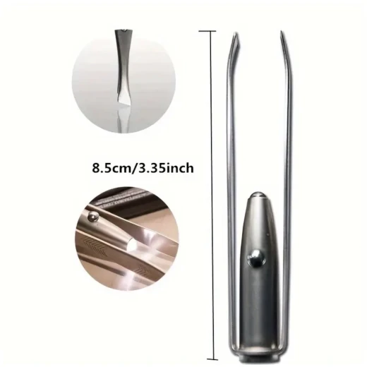 LED Light Stainless Steel Eyebrow Tweezers – Power-Free Precision Hair Removal Tool - Image 2