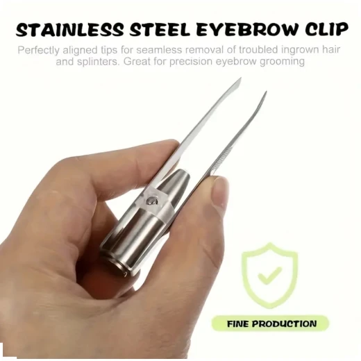 LED Light Stainless Steel Eyebrow Tweezers – Power-Free Precision Hair Removal Tool - Image 3