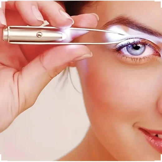 LED Light Stainless Steel Eyebrow Tweezers – Power-Free Precision Hair Removal Tool - Image 4