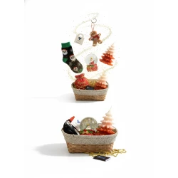 Deluxe Festive Christmas Basket - Santa Socks, Gingerbread Ornament, Snow Globe & Pine Tree Candle