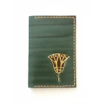 Hand made Bifold Leather Card Wallet with Printed Drawings - Green