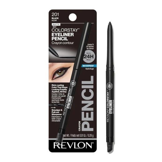 Revlon ColorStay Pencil Waterproof Eyeliner 201 Black, 0.01 oz