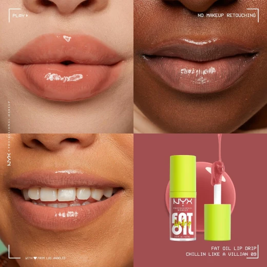 NYX Professional Makeup Fat Oil Lip Drip 12H Hydration Non-Sticky Finish Lip Gloss - Chillin' Like a Villain 4.8 ML - Nyx professional makeup - Image 2
