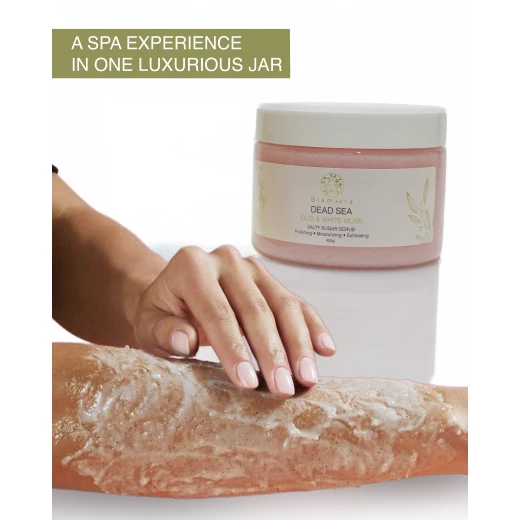Glamura Oud & White Musk Scrub – Exfoliating Body Scrub | Dead Sea Salt + Natural Oils-450g - Glamura - Image 4