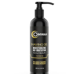 OMWAH Clear Shaving Gel 16.9oz with Vitamin E – Sensitive Skin Formula, Smooth Glide, Razor Burn Protection, Barber & Home Use