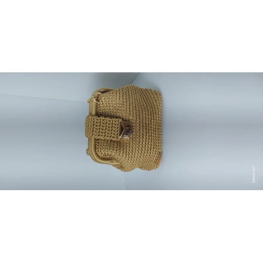 حقيبة يد كروشيه أنيقة للمناسبات - لون ذهبي (عرض 20، ارتفاع 20، عمق 10 حقيبة يد كروشيه أنيقة للمناسبات - لون ذهبي (عرض 20، ارتفاع 20، عمق 10