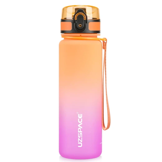 UZSPACE Sports Plastic Water Bottle 500 ml Orange and Pink, One Piece UZSPACE Sports Plastic Water Bottle 500 ml Orange and Pink, One Piece