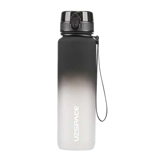 UZSPACE Sports Plastic Water Bottle 1000 ml Black and White, One Piece - Uzspace - Image 2