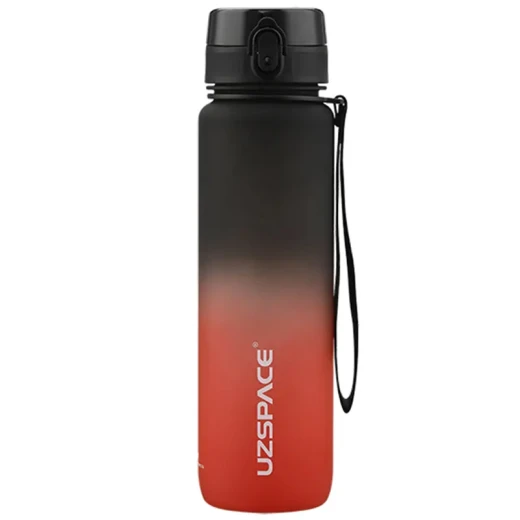 UZSPACE Sports Plastic Water Bottle 1000 ml Black and Red, One Piece - Uzspace - Image 2