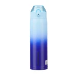 UZSPACE Stainless Steel Wate Bottle 500 ml with Leak-Proof Plastic Lid Light Blue and Dark Blue - Uzspace