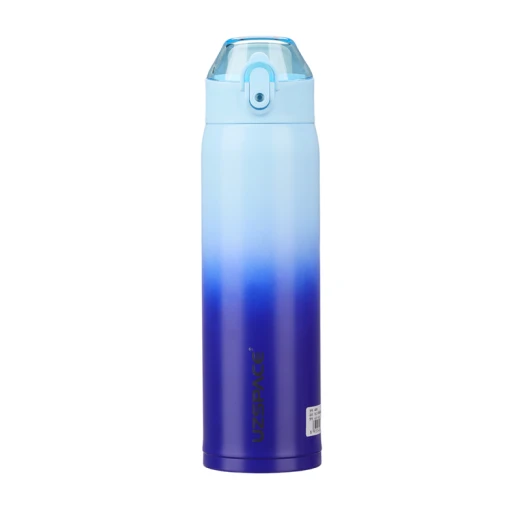 UZSPACE Stainless Steel Wate Bottle 500 ml with Leak-Proof Plastic Lid Light Blue and Dark Blue - Uzspace - Image 2