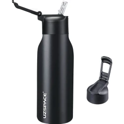 UZSPACE Stainless Steel Thermal Water Bottle with Magnetic Leak-Proof Lid  with a 1000 ml in Black color