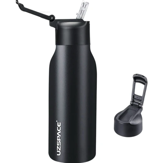 UZSPACE Stainless Steel Thermal Water Bottle with Magnetic Leak-Proof Lid  with a 1000 ml in Black color - Uzspace - Image 2