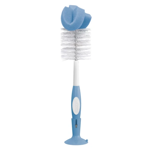 Dr. Brown’s Baby Bottle Brush with Suction Cup Stand and Nipple Cleaner, Blue, BPA Free - Dr. Brown's - Image 2