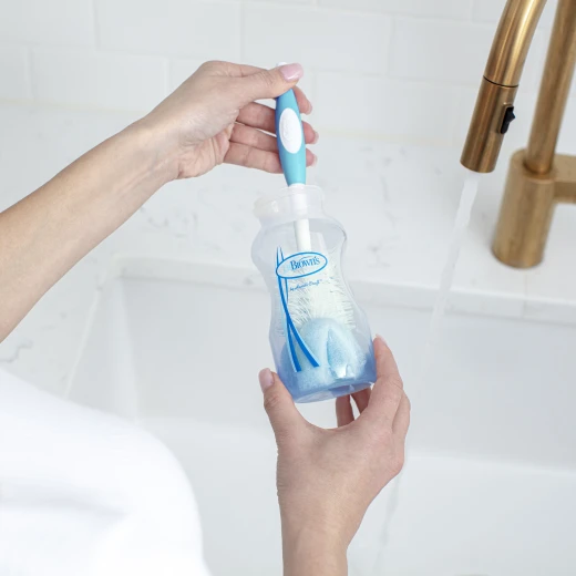 Dr. Brown’s Baby Bottle Brush with Suction Cup Stand and Nipple Cleaner, Blue, BPA Free - Dr. Brown's - Image 3