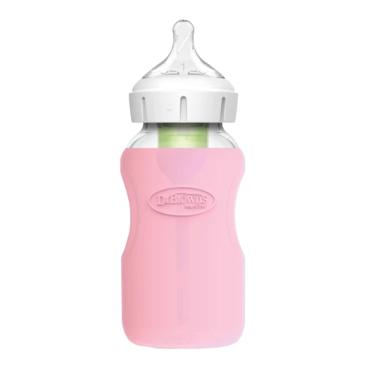 Dr.Browns Wide -Neck Glass Bottle Silicone Sleeve , 9oz / 270ml , Pink ,  1-pack - Dr. Brown's - Image 3