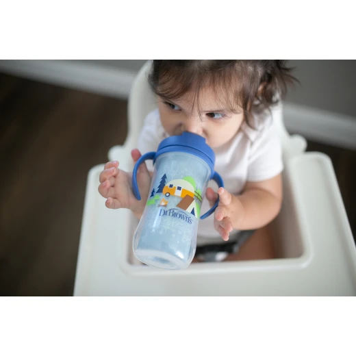 Dr.Brown's Milestones Insulated Sippy Cup with Straw and Handles, Spill-Proof Tumbler with Lid, blue, 10 oz/300 mL, BPA Free, 12m+ - Dr. Brown's - Image 2