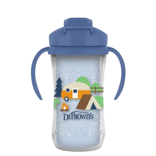 Dr.Brown's Milestones Insulated Sippy Cup with Straw and Handles, Spill-Proof Tumbler with Lid, blue, 10 oz/300 mL, BPA Free, 12m+ - Dr. Brown's - Image 4