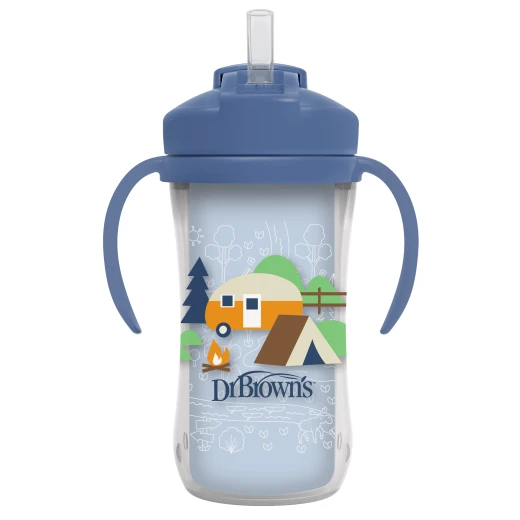 Dr.Brown's Milestones Insulated Sippy Cup with Straw and Handles, Spill-Proof Tumbler with Lid, blue, 10 oz/300 mL, BPA Free, 12m+ - Dr. Brown's - Image 5
