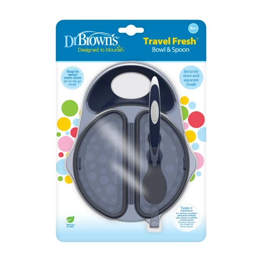 Dr.Brown's Travel Fresh™ Bowl & Snap-in Spoon, Dark Blue, 1-Pack Dr.Brown's Travel Fresh™ Bowl & Snap-in Spoon, Dark Blue, 1-Pack