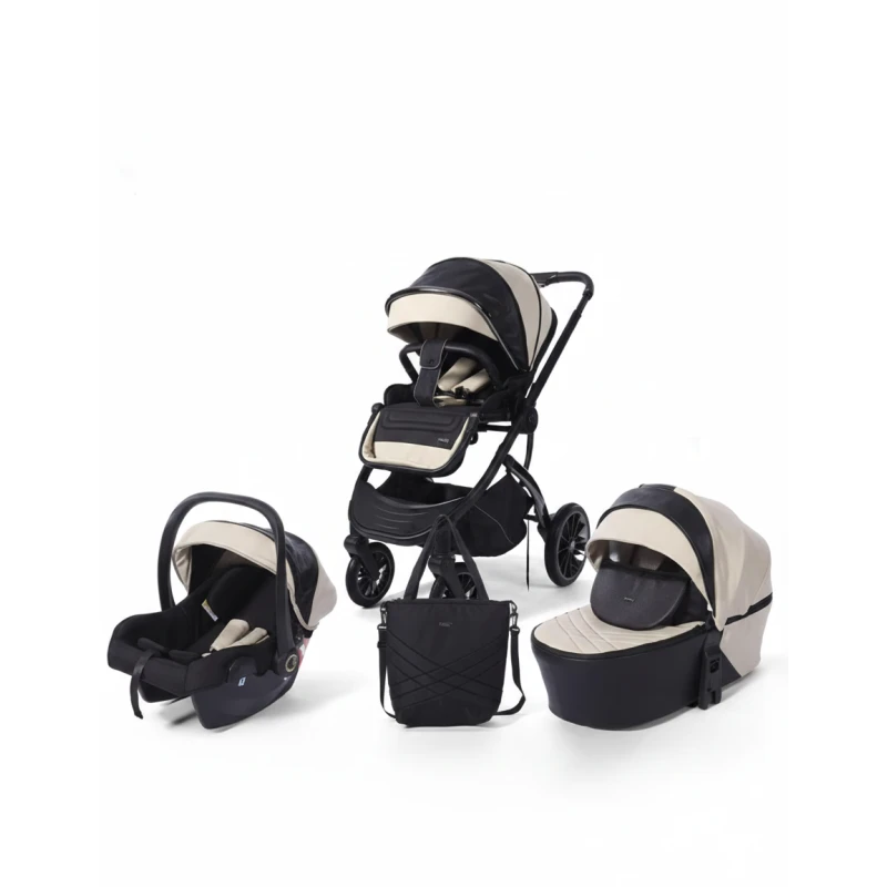 Burbay AS888 Luxury 5-in-1 Baby Stroller Set with Leather Details, Complete Car Seat - Burbay