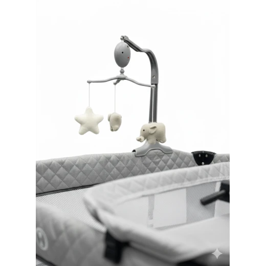 Burbay Baby Bed Next2Me – With Wheels and Vibration, 125×65×82 cm, Adjustable Co-Sleeping Crib, Safe and Convenient for Newborns and Infants - Burbay - Image 2