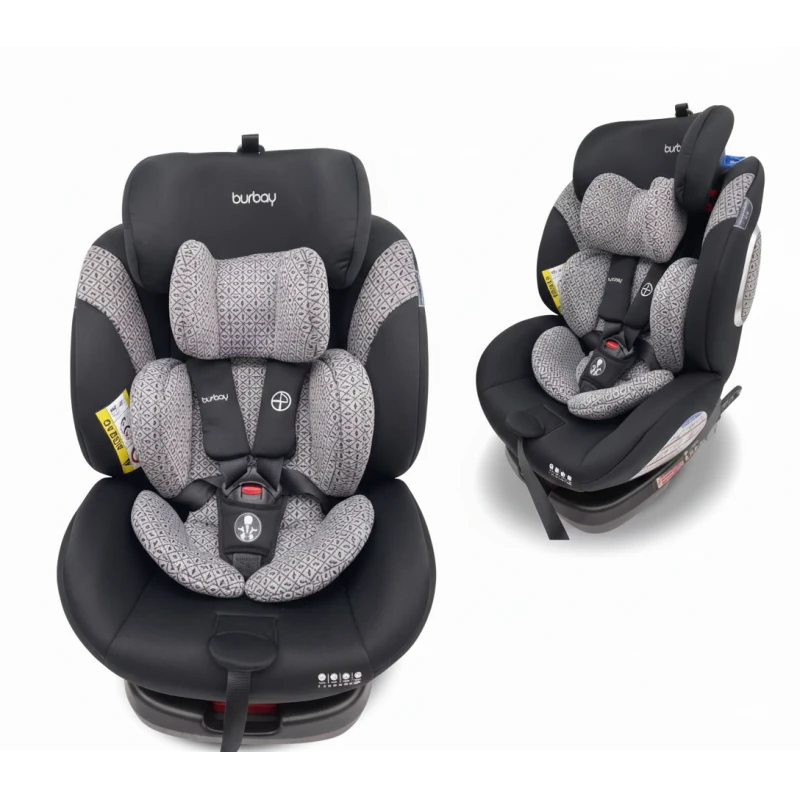 Burbay AG103 360° Rotating ISOFIX Car Seat, All-in-One Convertible Baby & Child Safety Seat, Rear & Forward Facing, Birth to 36 kg (Group 0+/1/2/3) - Burbay