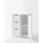 White Wooden Nursery Storage Cabinet with 3 Drawers and 1 Door Freestanding Baby Organizer Unit 30x60x81 cm