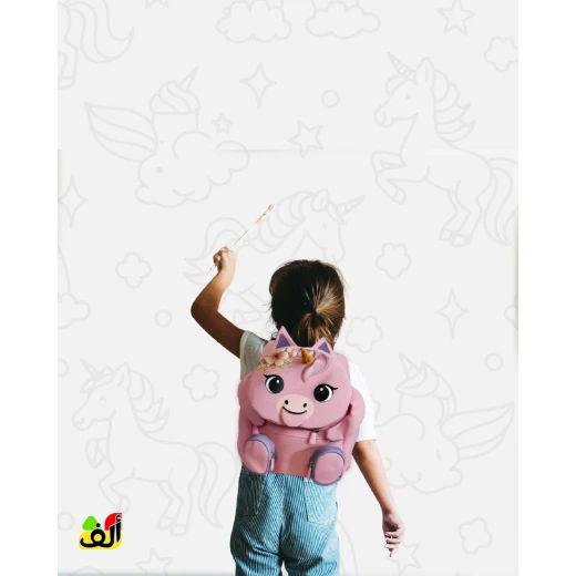 حقيبة ظهر للأطفال بتصميم يونيكورن مع لسان قابل للسحب ويدين فيلكرو، سعة 8 لتر، مقاس 29×25×13 سم، خفيفة الوزن ومقاومة للماء، مثالية للحضانة والاستخدام اليومي - ألف - Image 4