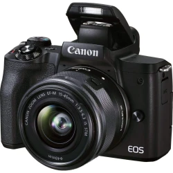 كاميرا كانون EOS M50 Mark II بدون مرآة مع عدسة EF-M 15-45 مم – كاميرا كانون M50 Mark II بدون مرآة مع عدسة، 24.1 ميجابكسل APS-C، فيديو 4K، ضبط تلقائي ثنائي البكسل، واي فاي وبلوتوث، شاشة LCD متغيرة الزاوية، لون أسود جرافيتي
