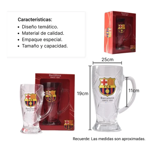 Official FC Barcelona glass mug with an approximate capacity of 500ml, stylish and modern design for club fans, ideal for everyday use or as a special gift for fans young and old alike - Creative's - Image 4