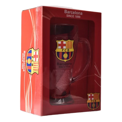 Official FC Barcelona glass mug with an approximate capacity of 500ml, stylish and modern design for club fans, ideal for everyday use or as a special gift for fans young and old alike - Creative's - Image 2